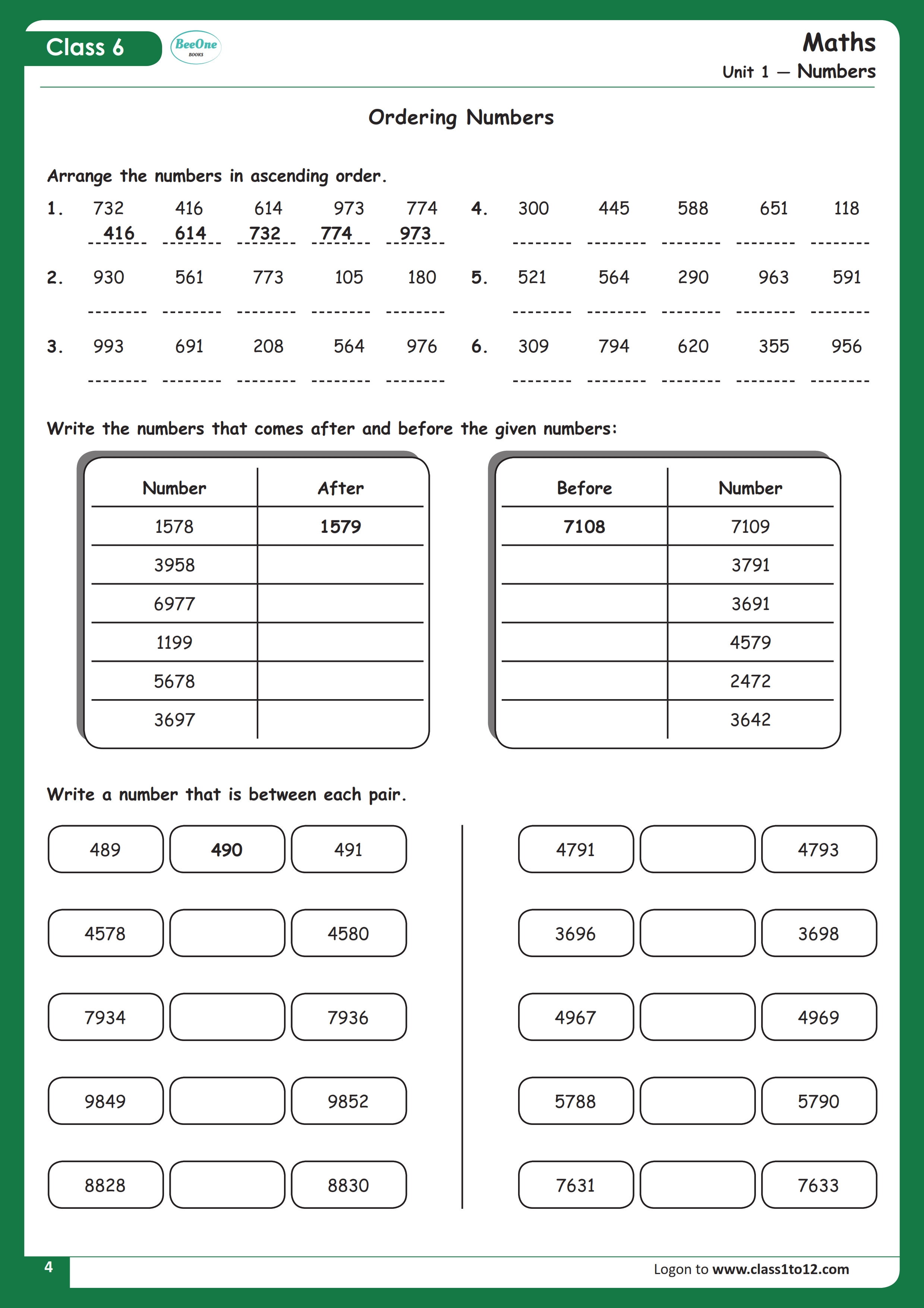CBSE Class 6 Maths Knowing Our Numbers Worksheet Class1to12